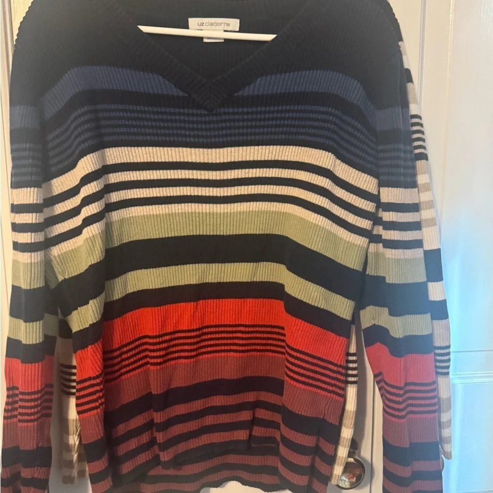 🧶 Liz Claiborne Women’s Striped Cotton Sweaters – Size XL (Lot of 2) - Picture 7 of 12